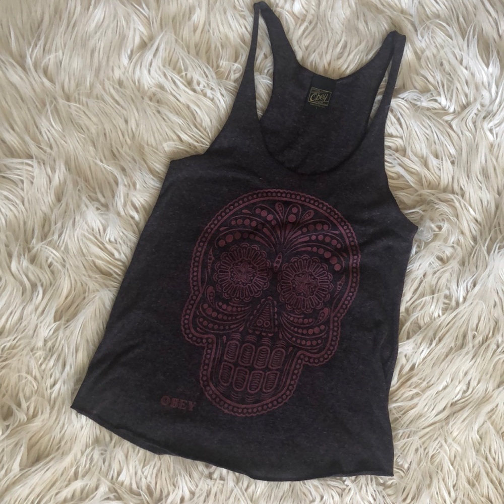 Obey skull racer back tank